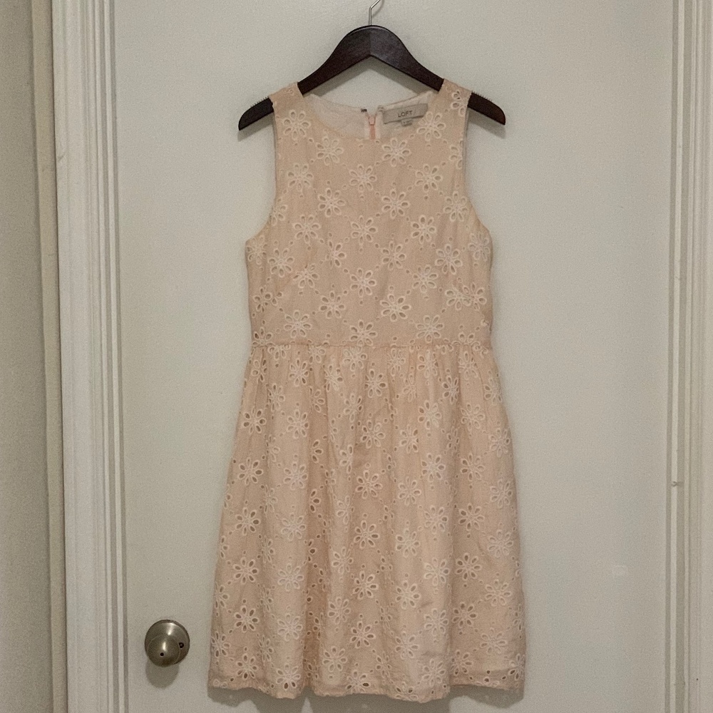 LOFT Floral Eyelet Sleeveless Dress